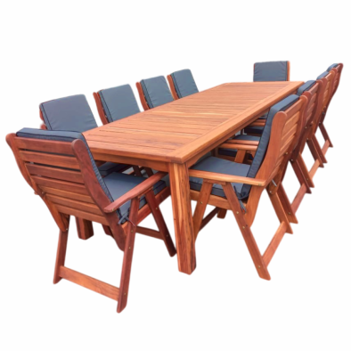 Zambezi Teak 10 Seater dining set with Charcoal cushions