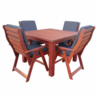 Zambezi Teak 4 seater with Charcoal cushions