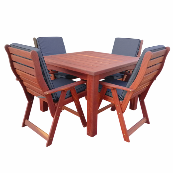 Zambezi Teak 4 seater with Charcoal cushions