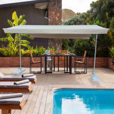 Premium Rectangular Shade Solution 5 Meter x 3 Meter Glass Bead Stainless Steel with Beige Canopy