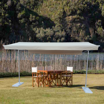 Premium Rectangular Shade Solution 5 Meter x 3 Meter Glass Bead Stainless Steel with Beige Canopy