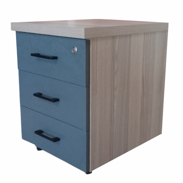 IQ Mobile Pedestal 3 Drawers - Aged Oak and Grey - Image 2