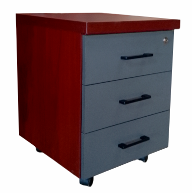 IQ Mobile Pedestal 3 Drawers - Royal Mahogany and Grey