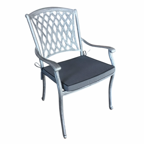 Aluminium Chair Silver with Charcoal Cushion - Tuscan 600