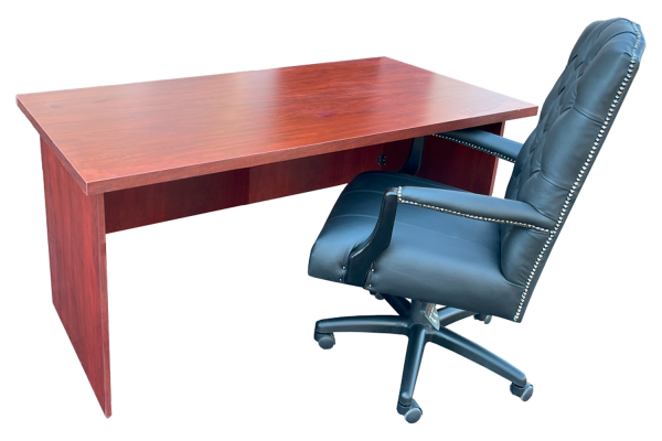 2 Piece Office Set Special (IQ Desk 1500, 1 Empire executive black genuine leather button chair) Royal Mahogany