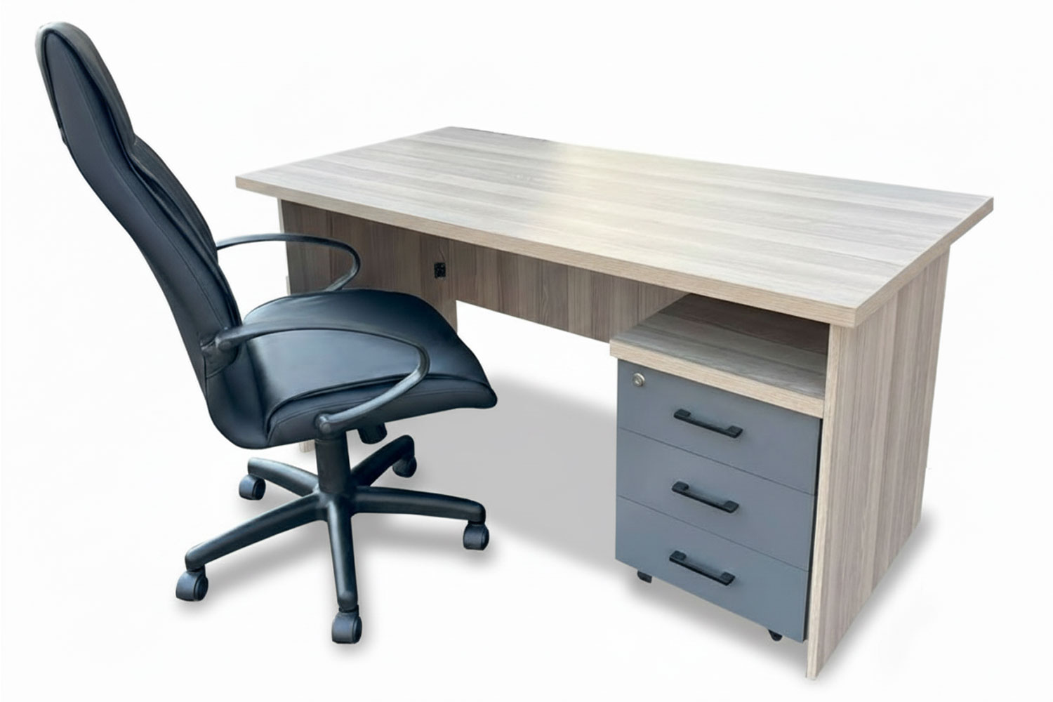 3 Piece Office Set Special (IQ Desk 1500, 1 Future Highback chair & Mobile Pedestal) Aged Oak