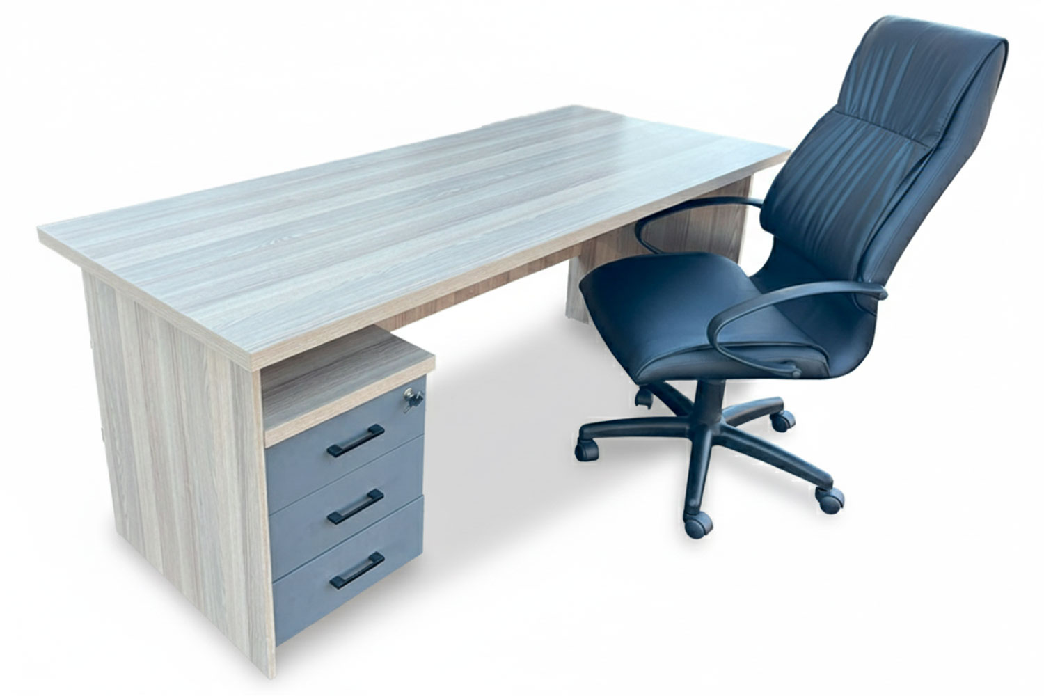 3 Piece Office Set Special (IQ Desk 1800, 1 Future High back Chair & IQ Mobile Pedestal) Aged Oak