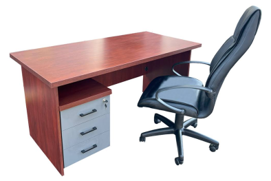 3 Piece Office Set Special (IQ Desk 1500, 1 Future Highback chair & Mobile Pedestal) Royal Mahogany
