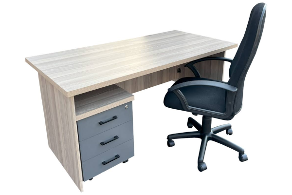 3 Piece Office Set Special (IQ Desk 1500, 1 Mono Highback chair & Mobile Pedestal) Aged Oak