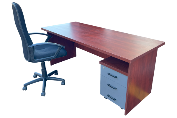 3 Piece Office Set Special (IQ Desk 1800, 1 Mono High back Chair & IQ Mobile Pedestal) Royal Mahogany