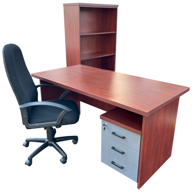 4 Piece Mono office set - Mahogany
