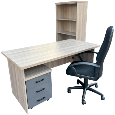 4 Piece Mono office set - Oak