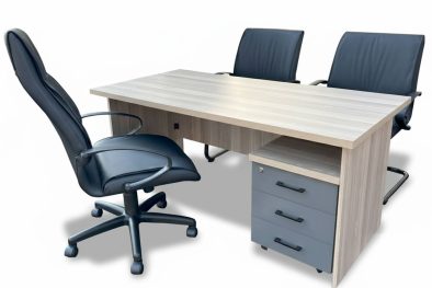 5 Piece Office Set Special (IQ Desk 1500, 1 Future Highback chair & 2 Future Vistors chairs & Mobile Pedestal) Aged Oak