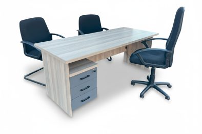 5 Piece Office Set Special (IQ Desk 1800, 1 Mono High back Chair, 2 Mono Visitors Chairs & IQ Mobile Pedestal) Aged Oak