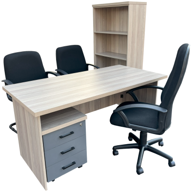 6 Piece Mono office set - Oak