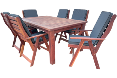 Zambezi Teak 6 Seater dining set with Charcoal cushions