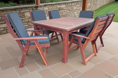 6 Seater Teak Set with charcoal cushions - Lifestyle