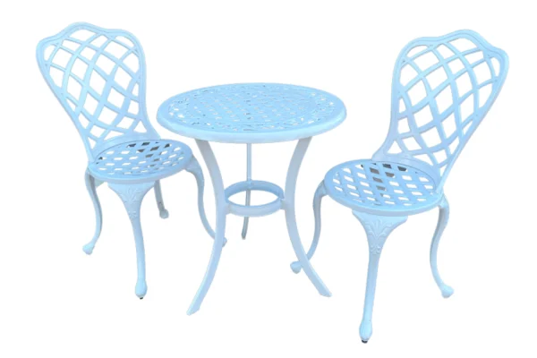 Aluminium Coral 2 Seater White Dining Set Special 600mm Round