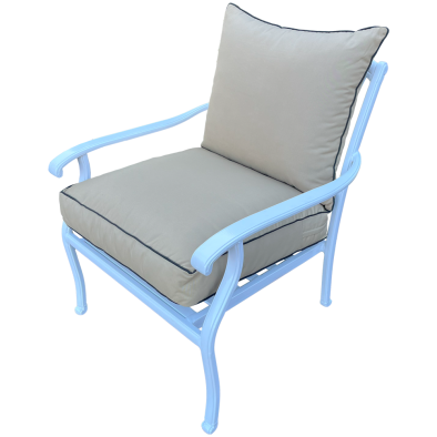 Aluminium Morris 1 seater - White with Beige cushion