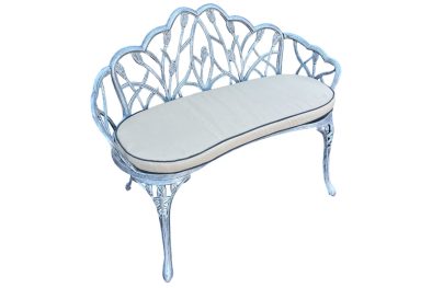 Aluminium-Tulip-Park-Bench-Silver-with-Beige-Cushion