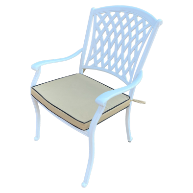 Aluminium Tuscan chair white with Beige cushion