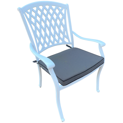 Aluminium Tuscan chair white with Charcoal cushion