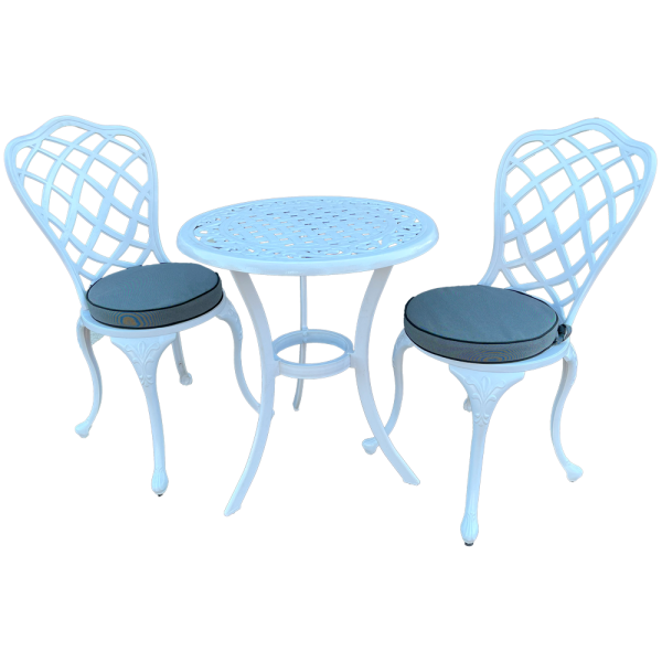 Coral 2 Seater Dining Set - Round 600mm Dining table with Charcoal cushions