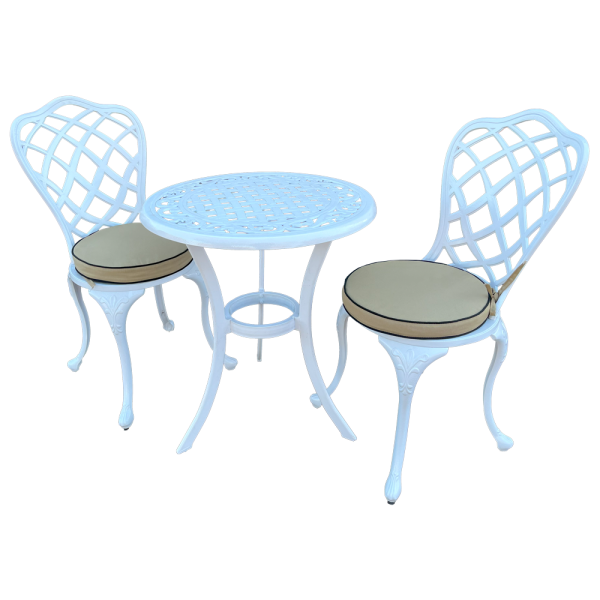 Coral 2 Seater Dining Set - Round 600mm Dining table with Beige cushions