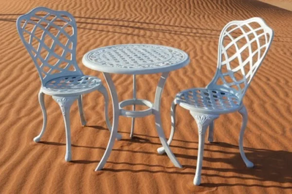 Aluminium Coral 2 Seater White Dining Set 600mm Round