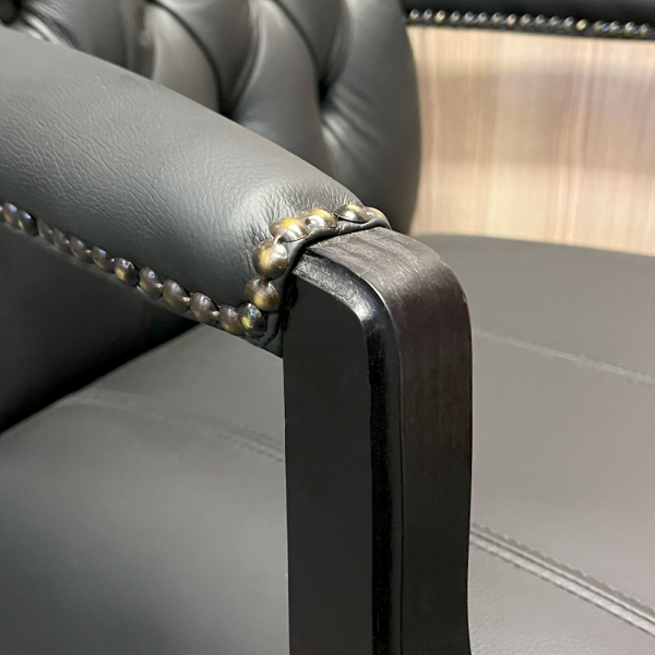 Empire Armchair Black leather - arm close up