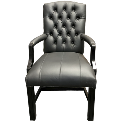 Empire Armchair Black leather - front