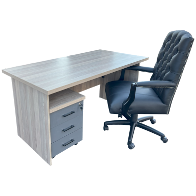 Empire Black 3 Piece Office Set Aged Oak - 1500 Desk