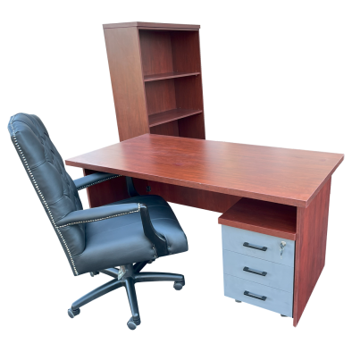 Empire Black 4 Piece Office Set Mahogany - 1500 Desk