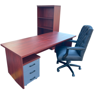 Empire Black 4 Piece Office Set Mahogany - 1800 Desk