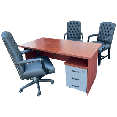 Empire Black 5 Piece Office Set Mahogany - 1500 Desk