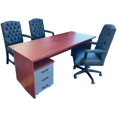 Empire Black 5 Piece Office Set Mahogany - 1800 Desk