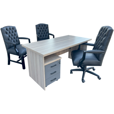 Empire Black 5 Piece Office Set Natural Oak - 1500 Desk
