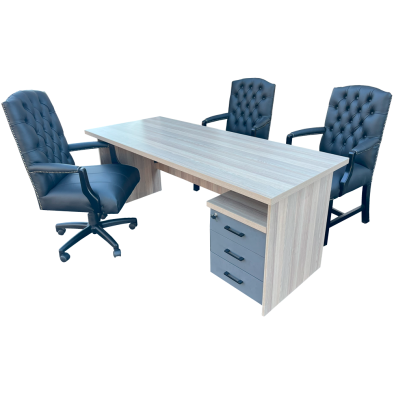 Empire Black 5 Piece Office Set Aged Oak - 1800 Desk