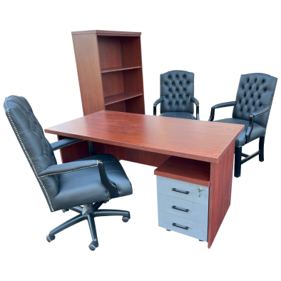 Empire Black 6 Piece Office Set Mahogany - 1500 Desk
