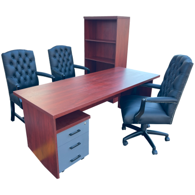 Empire Black 6 Piece Office Set Mahogany - 1800 Desk