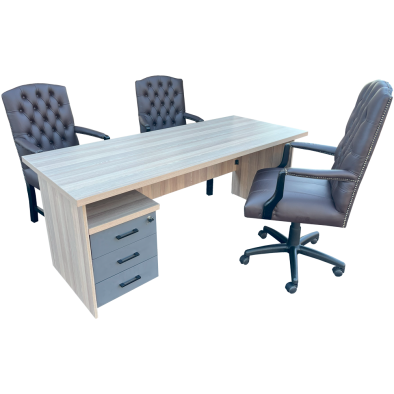 Empire Brown 5 Piece Office Set Natural Oak - 1800 Desk