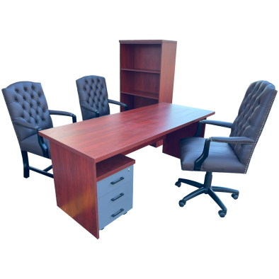 Empire Brown 6 Piece Office Set Royal Mahogany - 1800 Desk