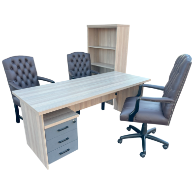 Empire Brown 6 Piece Office Set Natural Oak - 1800 Desk