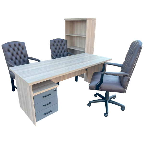 Empire Brown 6 Piece Office Set Natural Oak - 1800 Desk