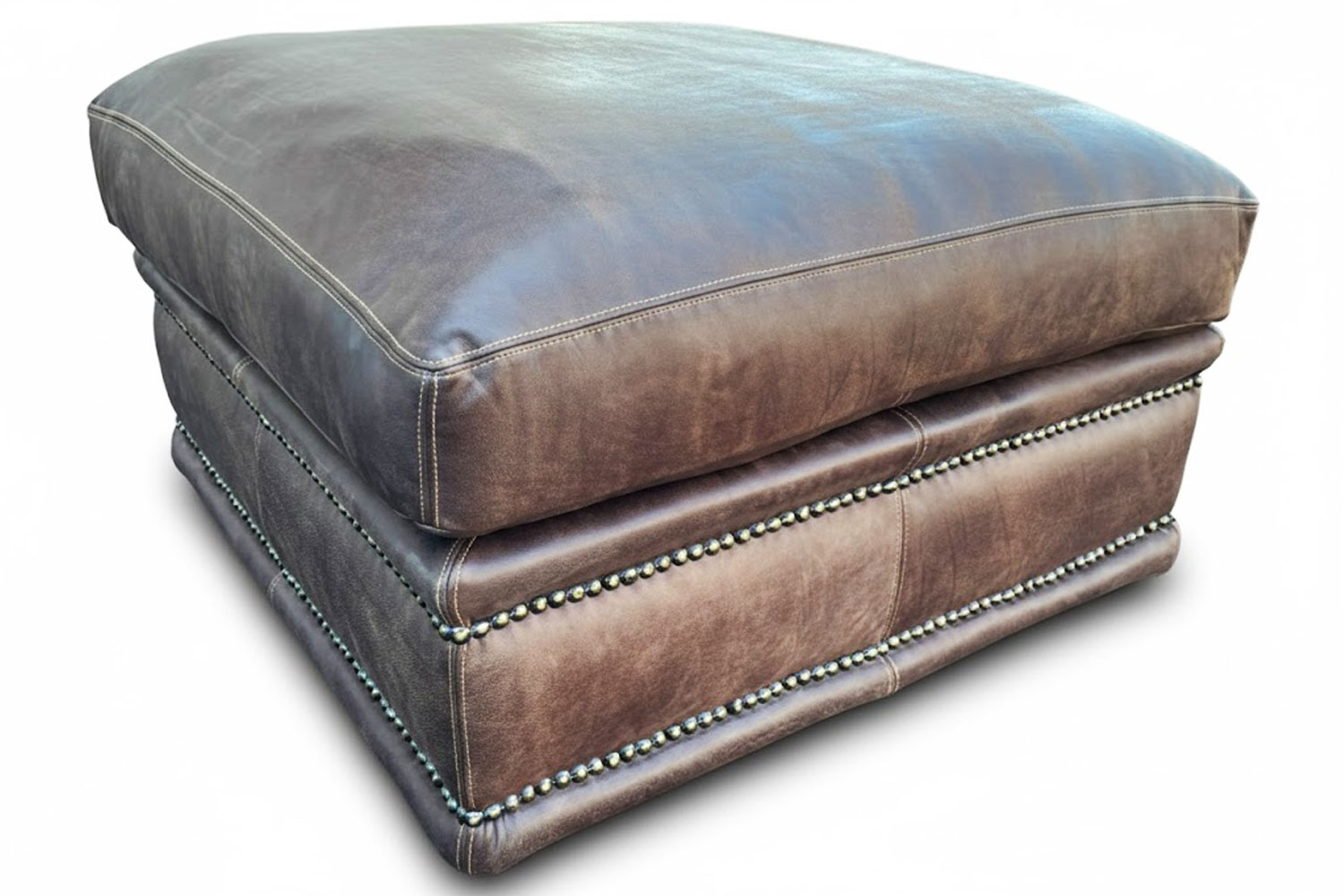 Genuine Full Leather Afrikan Comfort Modular Ottoman Exotic W-Brown