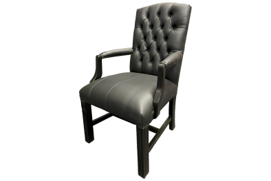 Genuine Full Leather Empire button Armchair - Black