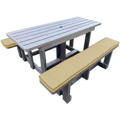 Picnic Table 6 seater (Recycled Plastic) with Beige cushions