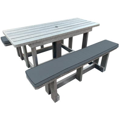 Picnic Table 6 seater (Recycled Plastic) with Charcoal cushions