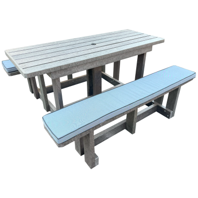 Picnic Table 6 seater (Recycled Plastic) with Charcoal cushions