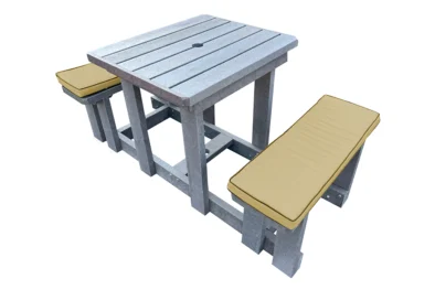 Picnic table 2 seater (RECYCLED PLASTIC) with Beige cushions